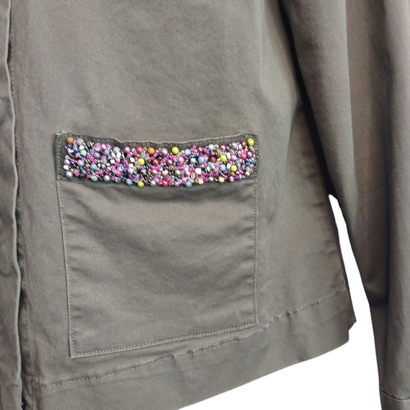 a new day Women's Military Green Embellished Pockets Jacket Size Medium - Picture 10 of 15